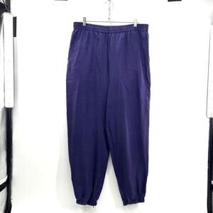 Vintage Silk Windbreaker Pants Women Large Eggplant Purple 90s Jogger Zip Ankle